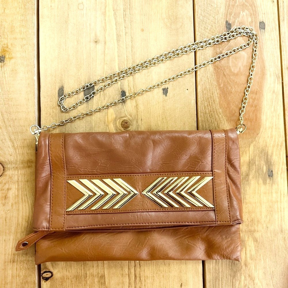 Imoshion Gold BrownFold-over Bag Purse Arrows‎ Cross Body Southwestern